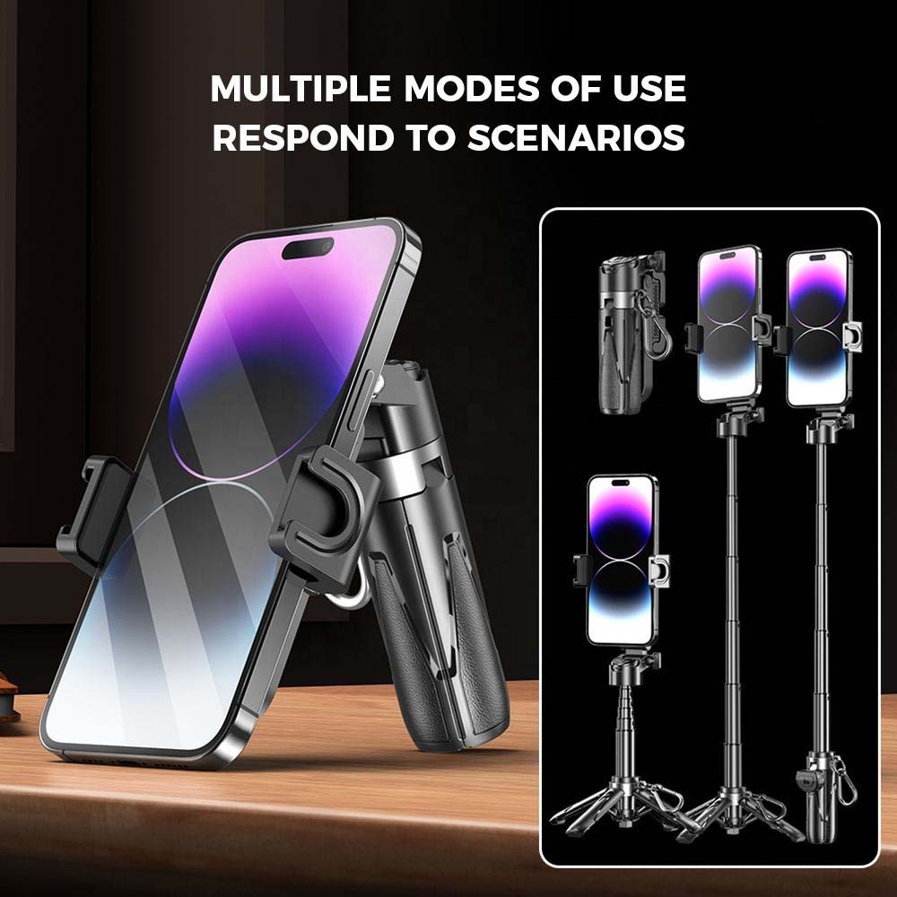 P15T Mini Selfie Stick Tripod - Extendable Phone Stand with Wireless Remote