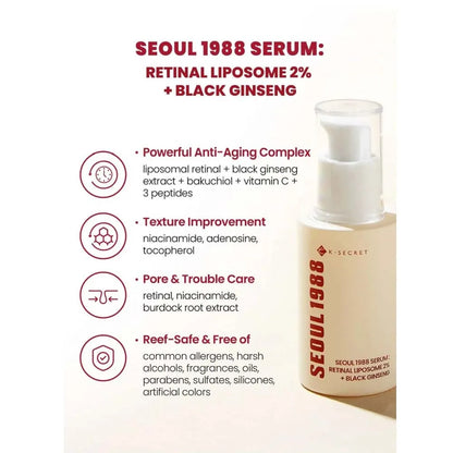 K-Secret SEOUL 1988 Serum with Retinal Liposome 2% & Black Ginseng