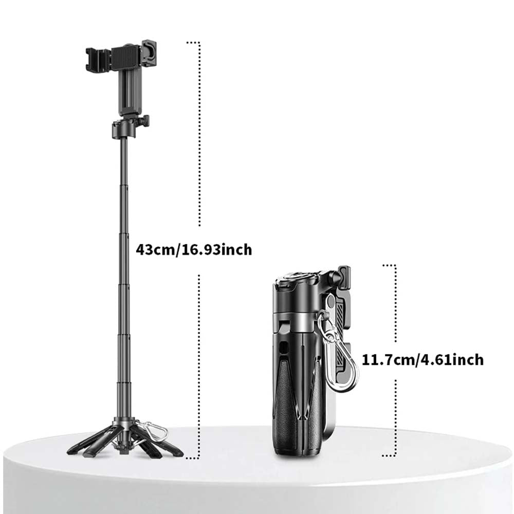 P15T Mini Selfie Stick Tripod - Extendable Phone Stand with Wireless Remote