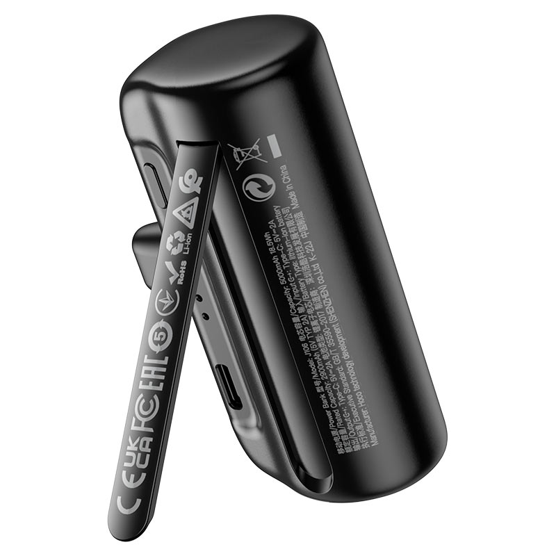 بنك الطاقة الصغير Hoco J106 | سعة 5000 مللي أمبير، منفذ من النوع C، حامل قابل للطي